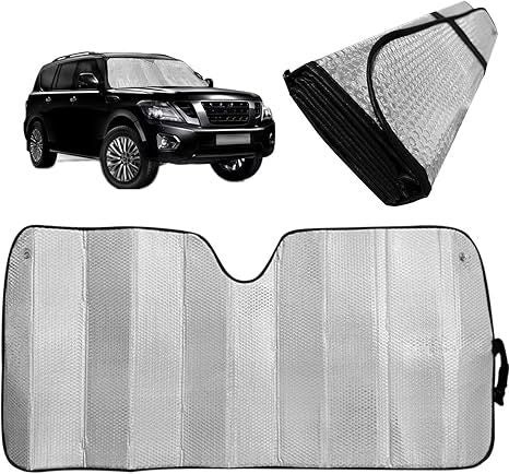 Car Windshield Sunshade-Thicken 5-Layer Bubble Block Heat And Sun UV Rays, Front Windshield Sun Shade- Keeps Your Vehicle Cool New Silver
